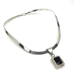 Silpada Sterling Silver Collar Necklace with Black Onyx Pendant